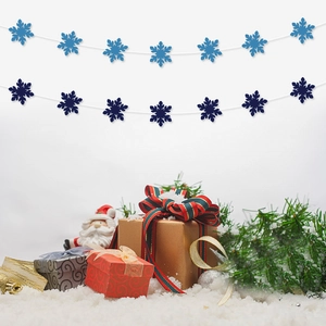 Blue and white 3D snowflake garland hanging ornaments for Christmas home party decor