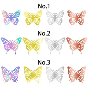 Stickers muraux papillon 3D évidés en couleurs iridescent, or, argent et or rose