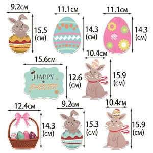 Easter hanging spiral decorations set with cartoon bunnies, eggs and baskets for parties