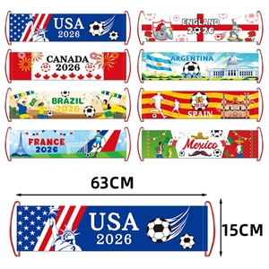 2026 World Cup football scarves for USA Canada and Mexico fans, 63x15cm cheering banners