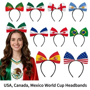 National Flag Bow Headband Polyester Large Hair Hoop For Football Soccer Match Party Fans Cheering Props Decoration