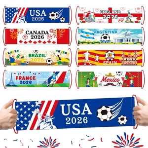 Handheld Retractable Banner 2026 Football Cup Fan Cheering Polyester National Flag Scroll Party Decoration Sports Event