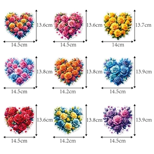 Nine colorful heart-shaped rose spiral decorations for Valentine's Day party hanging ornaments