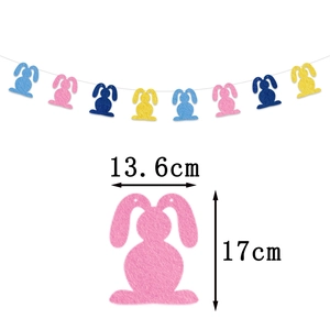 Close-up of multicolored felt Easter bunny banners with 13.6cm x 17cm dimensions