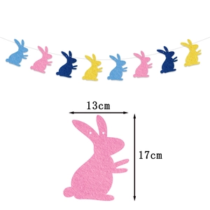 Detailed dimensions of colorful non-woven Easter bunny banner party decorations