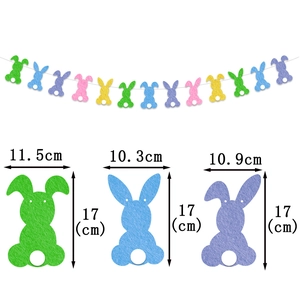 Detailed size specifications for colorful felt bunny banners for Easter party decor