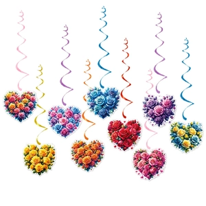 Colorful Valentine heart rose spiral ornaments for party and wedding ceiling decoration