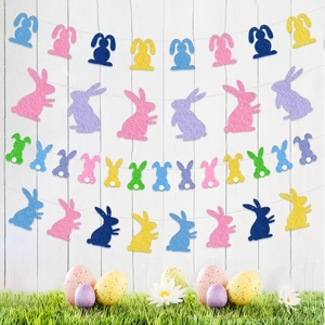 Easter Bunny Banner Colorful Non-woven Rabbit Garland For Easter Party Decorations Home Ornament Kids Room Decor