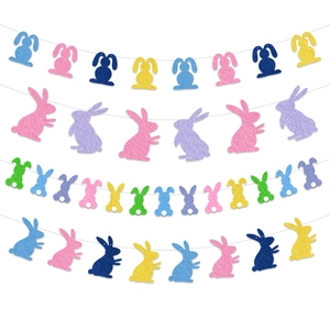 Colorful Easter bunny banners set made of non-woven fabric for holiday party decoration