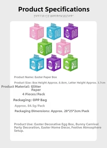 Detail of glitter paper Easter gift boxes with hollow rabbit and egg laser cut patterns