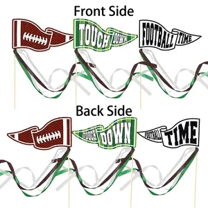 Double-sided American football party sticks with Touch Down and Football Time designs