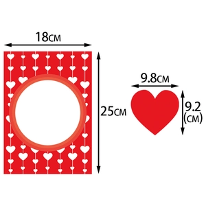 3D heart party ornament and photo frame card decoration with size dimensions