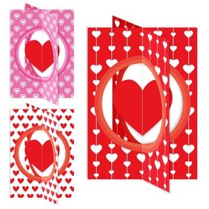 Valentine's Day 3D Heart Ornaments Cardboard Hollow Folding Desktop Decoration Party Wedding Romantic Decor