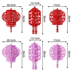 3D rose and heart hollow lanterns for Valentine wedding party decoration in red and pink