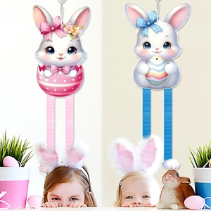 Easter rabbit honeycomb hanging organizer for hair clips and festive wall decoration