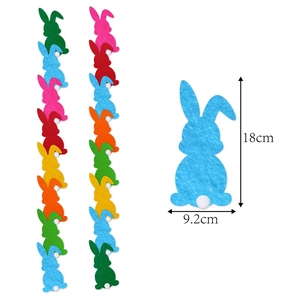 Easter bunny felt garland banner with colorful rabbits and plush tails for party decor