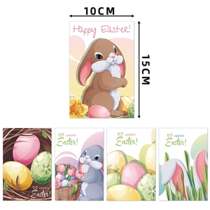 Five styles of 10x15cm Easter bunny and colorful egg decorative stickers for party gifts