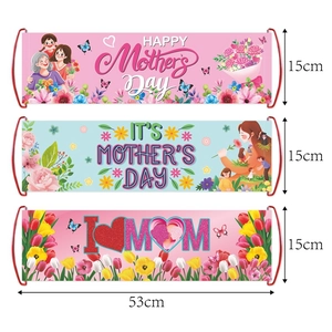 Three-piece Mother's Day floral handheld banners for party photography props 53x15cm