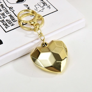 Porte-Clés Métal Doré Pendentif Coeur Noeud Coquillage Chien Ballon Poli Miroir Accessoire De Sac Créatif Cadeau Femme
