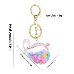 Detailed size specifications for the acrylic helicopter keychain showing dimensions and weight