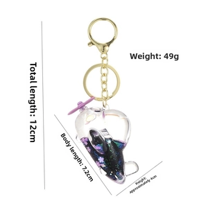 Detailed dimensions of acrylic airplane keychain with liquid sand and glitters