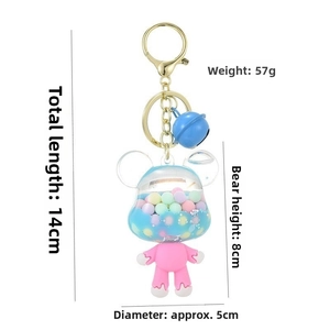 Detail showing dimensions of the liquid bear keychain with dimensions and weight specs