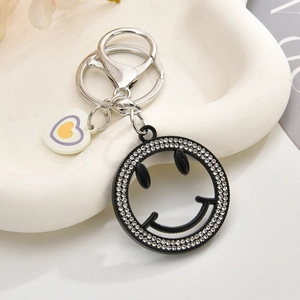 Schlüsselanhänger Legierung Strass Smiley Zahl Fünf Schlüssel Blatt Hip Hop Retro Stil Rucksack Zubehör Für Paare