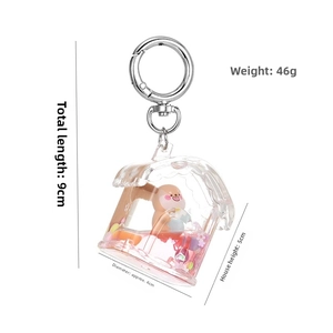 Detailed size specifications of cute cartoon rabbit liquid quicksand keychain charm