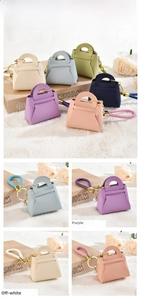 Mini-Handtaschen-Schlüsselanhänger aus PU-Leder mit Litchi-Maserung und Perlenanhänger