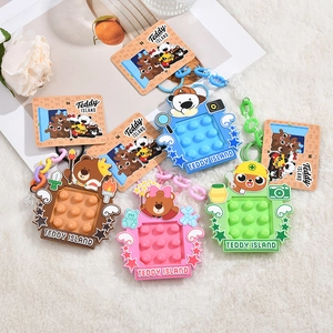 Cartoon Bear Silicone Pop It Fidget Toy Keychain For Kids Adults Stress Relief Bag Pendant Decorative Sensory Toy Gift