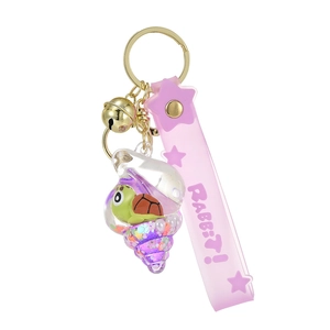 Cute Cartoon Ocean Seashell Keychain Liquid Quicksand Sea Animal Bag Charm Silicone Strap Star Bell
