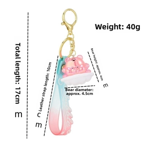 Portachiavi orso in acrilico luminoso con cinturino sfumato e fibbia dorata 40g