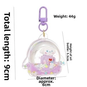 Detailed size specifications for Cinnamoroll liquid quicksand keychain with dimensions