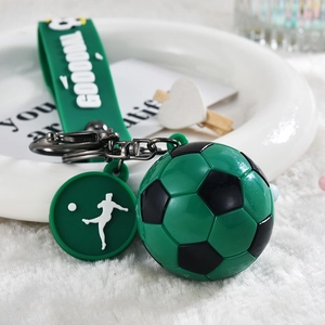 Portachiavi mini pallone da calcio verde con cinturino in gomma goffrata GOODBALL
