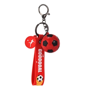 Portachiavi mini pallone da calcio con cinturino rosso e scritta GOOOOOAL per zaini