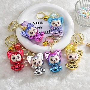 Cute acrylic gradient fox keychain set in six metallic colors with golden rings