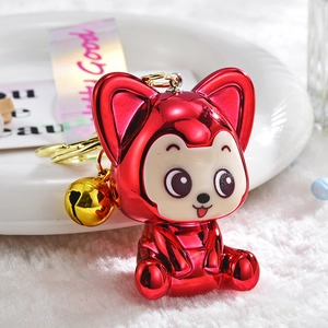 Cute Cartoon Fox Keychain Electroplated Mirror Finish Gradient Animal Charm With Laser Strap Bell Backpack Ornament Gift