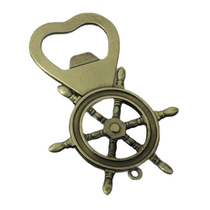 Creative nautical ship wheel bottle opener keychain made of antique bronze zinc alloy