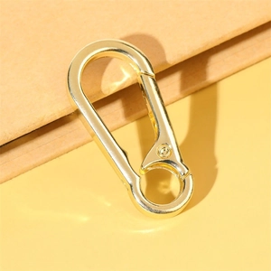 Minimalist gold metal spring hook keychain with a polished finish and elegant design