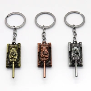 Tank Keychain Zinc Alloy Miniature Military Model Car Key Ring Bag Pendant Antique Bronze Copper Silver Men