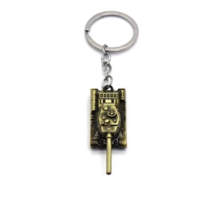 Creative World of Tanks T34 model keychain in antique bronze finish with metal ring