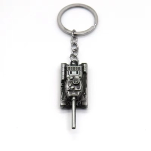 Zinc alloy T34 tank keychain model in vintage silver finish for car key accessories