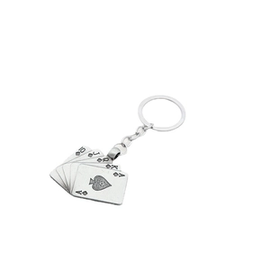 Creative royal flush poker key ring pendant in matte finish zinc alloy metal