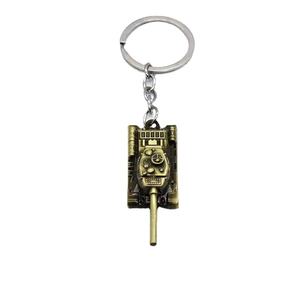 Creative bronze alloy T34 tank model keychain for men with realistic military details