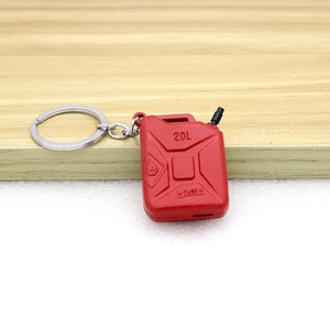 Creative red mini fuel can keychain made of metal and plastic with 20L fuel logo