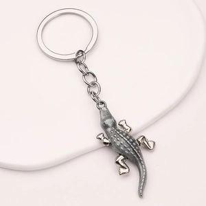 Creative alloy crocodile keychain with detailed scale texture for backpacks and car keys