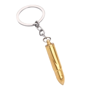 Realistic brass bullet keychain and ear pick pendant with polished gold finish
