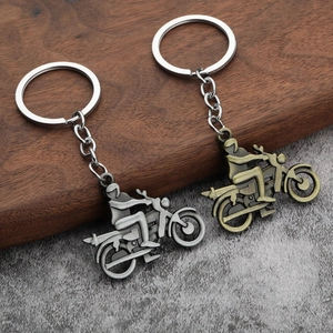 Porte-clés moto rétro en métal bronze et étain, cadeau idéal pour les motards