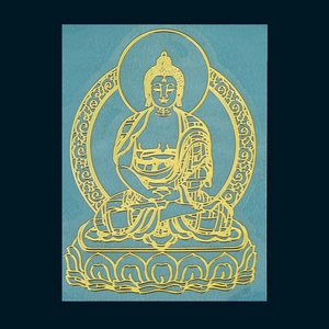 Buddhist Sakyamuni Buddha gold foil sticker for phone decoration on green card
