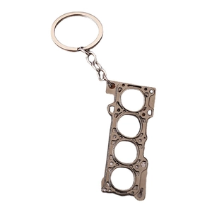 Zinc alloy car engine cylinder head gasket keychain with creative silver metal ring design